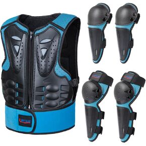 Kids Motocross Vest for Dirt Bike ATV Skateboard,Children Body Armor Protection with Knee Pads Eblow Pads for Cycling Skating