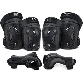 TXJ Sports Knee Pads Elbow Pads with Wrist Guards Protective Gear Set for Kids Youth Skateboard Sports Skateboarding Roller Skating Bicycling 6 in 1