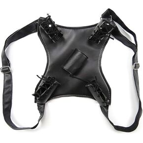 Ninja Sword Back Holster - Deadpool Umbrella Katana Sword Shoulder Harness - Dual Swords Back Sheath - Black Case With Back Strap Kit For Cosplay Halloween Anime Costume LARP