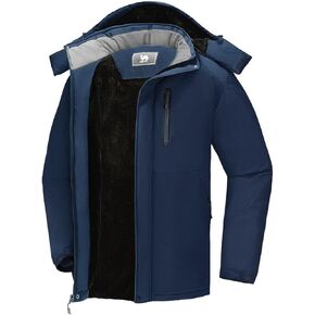 CAMEL CROWN Men's Winter Coats Waterproof Ski Jacket Snowboard Fleece Lining with Hood Parka Rain Jacket