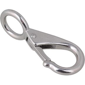 BQLZR 97mm 304 Stainless Steel Size 3 Spring Loaded Fixed Eye Boat Snap Hook Marine Rigging Accessory