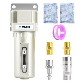 TAILONZ PNEUMATIC 3/4" NPT Industrial Compressed Air Desiccant Dryer, Used for Dry Air, Compressed Air, Water Separator, Plasma Cutting Machine and Other Metal Bowl with Activated Carbon Bag