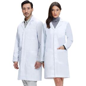 Dr. James 100% Cotton Premium Unisex Lab Coat for Men & Women, Phone & Tablet Pockets, Classic Fit, Snap Closing, 39" Length