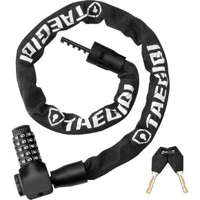 Bike Chain Lock with 5 Digit Resettable Combination and Keys,Heavy Duty Anti-Theft 3.2ft Bicycle Locks,Secure Bike Lock Combination for Bike,Scooter, Motorcycle,Gate,Door,Grill,Stroller