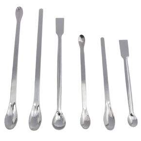 1 Set of Stainless Steel Micro Laboratory Sampling Spoon Spatula Spoon Combination Reagent Spoon Long Handle Micro Spoon Laboratory Supplies (Pack of 6)