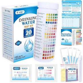 Loot® Advanced 20 in 1 Drinking Water Testing Kit 120 Test Strips, 4 Bacteria Tests, Home Tap and Well Water Test Kit for Hardness, Lead, Iron, Copper, Chlorine, Fluoride & More
