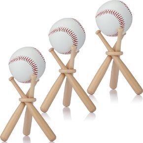 Mudder 12 Pack Baseball Stand Baseball Holders for Balls Display Wooden Baseball Bat Display Stand Holder Display Baseball Centerpieces for Tables