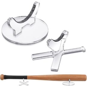 Yerliker Desktop Baseball Bat Holder Set, Fits for 2-5/8'' Size Bat, Acrylic Baseball Bat Display Stand Softball Bat Rack Baseball Bat Display Holder Baseball Bat Rack for Memorabilia Collectible Gift