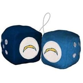 فريمونت داي NFL Los Angeles Chargers Fuzzy Dice، ألوان الفريق، مقاس واحد