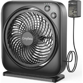 Portable Table fan, Window Fan,Small Box Fan with 3 Powerful Speed & 4 Timer Setting, 270° Pivoting Quiet Square DC Fan for Home Office Bedroom Bathroom Kitchen