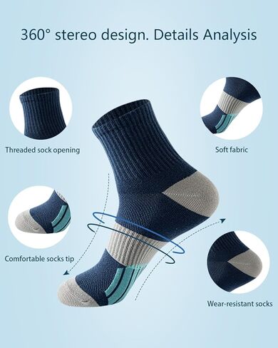 Mens Athletic Socks Compression Cushioned Crew basketball Socks 5 Pairs With Arch Support Sports Socks 6-12 in Saudi Arabia