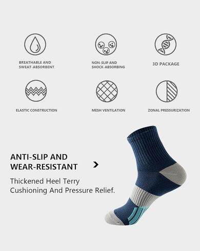 Mens Athletic Socks Compression Cushioned Crew basketball Socks 5 Pairs With Arch Support Sports Socks 6-12 in Saudi Arabia