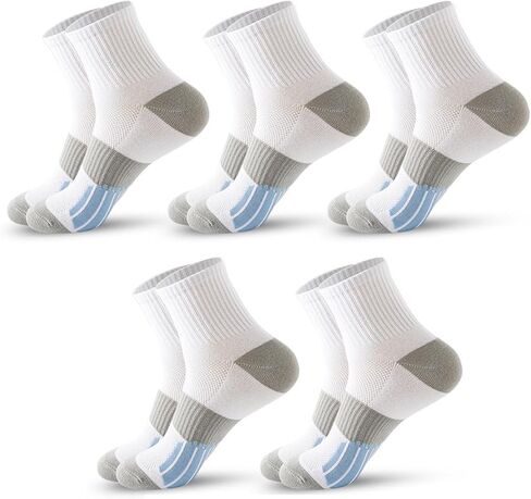 جوارب رياضية للرجال جوارب كرة السلة مبطنة مضغوطة 5 أزواج مع جوارب رياضية داعمة للقوس 6-12 in Kuwait