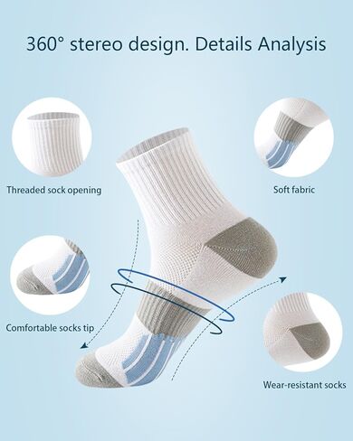 جوارب رياضية للرجال جوارب كرة السلة مبطنة مضغوطة 5 أزواج مع جوارب رياضية داعمة للقوس 6-12 in Kuwait