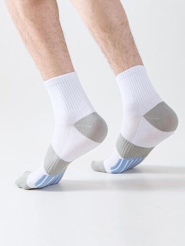 جوارب رياضية للرجال جوارب كرة السلة مبطنة مضغوطة 5 أزواج مع جوارب رياضية داعمة للقوس 6-12 in Kuwait