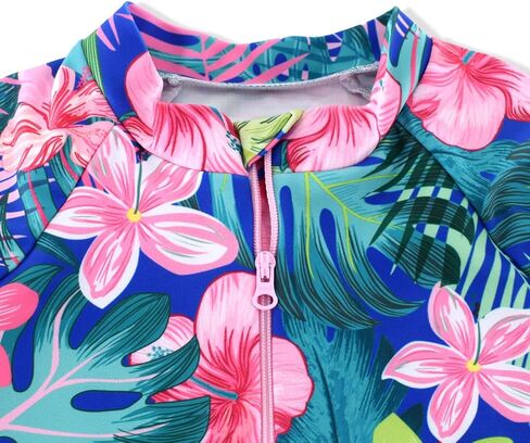 Girls Swimsuits One Pieces Long Sleeve Swimwear UPF50+ Toddler Kids Zipper Sun Protection Bathing Suits Sizes 2-12 in Kuwait