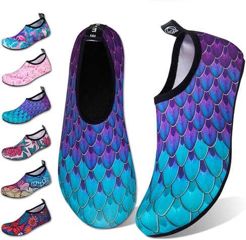 WateLves Water Shoes for Womens Mens Barefoot Quick-Dry Aqua Socks for Beach Swim Surf Yoga Exercise New Translucent Color Soles in Kuwait