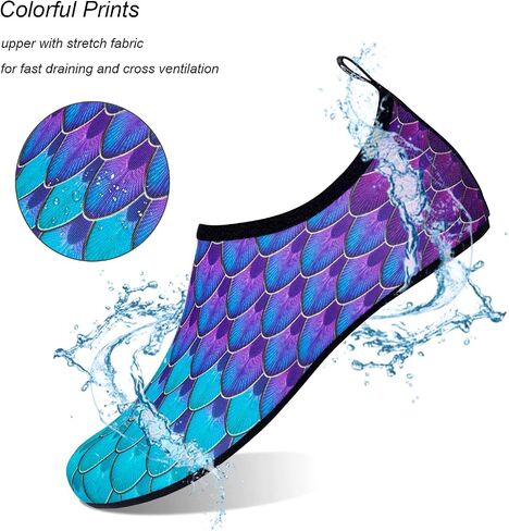 WateLves Water Shoes for Womens Mens Barefoot Quick-Dry Aqua Socks for Beach Swim Surf Yoga Exercise New Translucent Color Soles in Kuwait