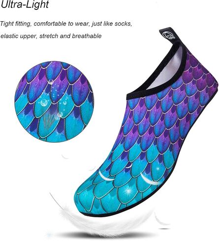 WateLves Water Shoes for Womens Mens Barefoot Quick-Dry Aqua Socks for Beach Swim Surf Yoga Exercise New Translucent Color Soles in Kuwait