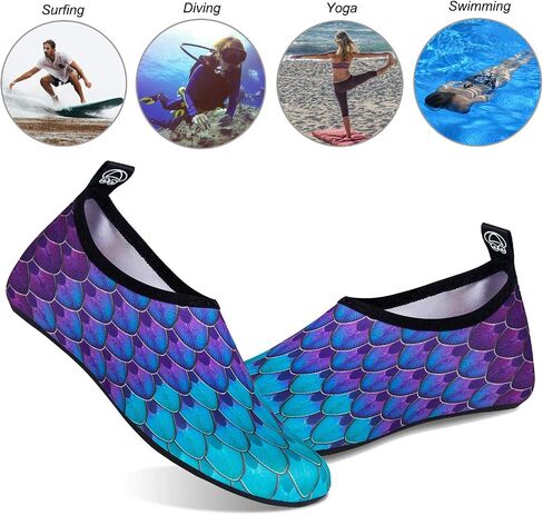 WateLves Water Shoes for Womens Mens Barefoot Quick-Dry Aqua Socks for Beach Swim Surf Yoga Exercise New Translucent Color Soles in Kuwait
