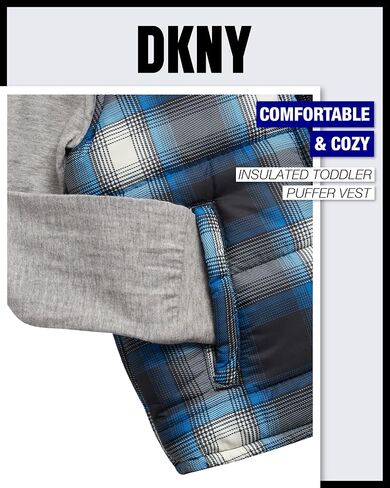 طقم بناطيل للأولاد من DKNY - سترة منتفخة معزولة مكونة من 3 قطع، قمصان وسراويل طويلة الأكمام للأولاد (مقاسات الرضع: 12M-24M) in Saudi Arabia