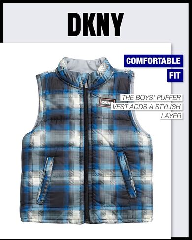 طقم بناطيل للأولاد من DKNY - سترة منتفخة معزولة مكونة من 3 قطع، قمصان وسراويل طويلة الأكمام للأولاد (مقاسات الرضع: 12M-24M) in Saudi Arabia