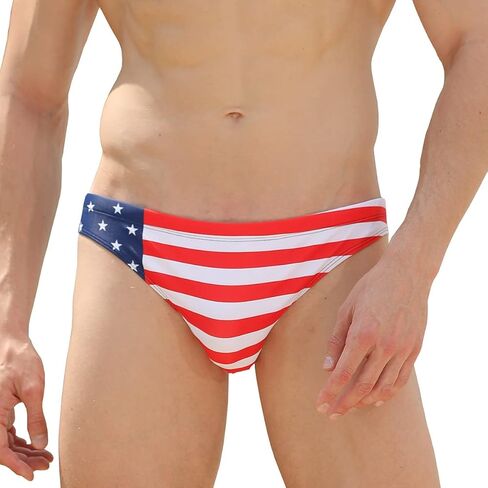 EASEJUICY Mens Swim Briefs Print American Flag Swimwear Star and Stripes Sexy Swimsuits Designer Style Bathing Suit in Saudi Arabia