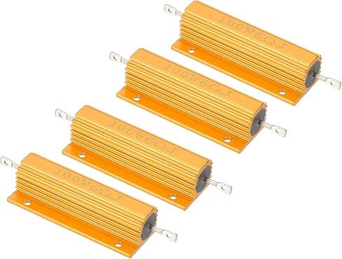 PATIKIL 100W 6 أوم الألومنيوم شل المقاوم، 4 حزمة الألومنيوم الإسكان المقاوم يقع في حالة Wirewound المقاومات المسمار الحنفية السلطة المقاوم 5٪ التسامح، الذهبي in Saudi Arabia