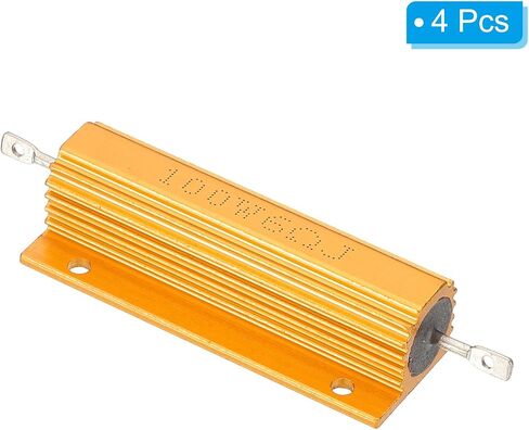 PATIKIL 100W 6 أوم الألومنيوم شل المقاوم، 4 حزمة الألومنيوم الإسكان المقاوم يقع في حالة Wirewound المقاومات المسمار الحنفية السلطة المقاوم 5٪ التسامح، الذهبي in Saudi Arabia