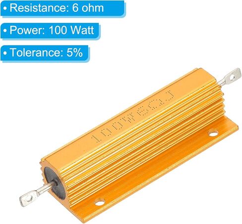 PATIKIL 100W 6 أوم الألومنيوم شل المقاوم، 4 حزمة الألومنيوم الإسكان المقاوم يقع في حالة Wirewound المقاومات المسمار الحنفية السلطة المقاوم 5٪ التسامح، الذهبي in Saudi Arabia