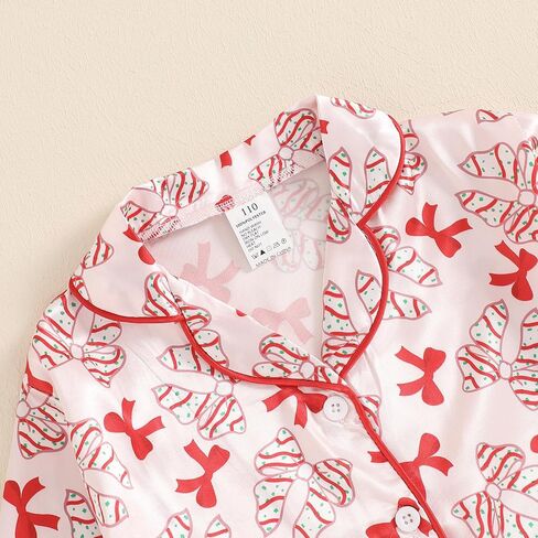 Toddler Baby Girl Satin Pajamas Set Fuzzy Trim Button Down Sleep Shirt Top Pants Bottoms Sleepwear Loungewear Set (X Pink, 2-3 Years) in Saudi Arabia