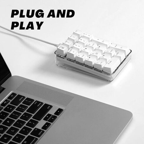 لوحة أرقام سلكية ميكانيكية مكونة من 21 مفتاحًا لأجهزة الكمبيوتر المحمول مع لوحة أرقام USB بإضاءة خلفية LED زرقاء لأجهزة الكمبيوتر المحمول والكمبيوتر المكتبي (مفتاح بني) in Saudi Arabia