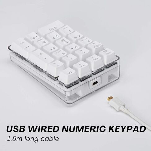 لوحة أرقام سلكية ميكانيكية مكونة من 21 مفتاحًا لأجهزة الكمبيوتر المحمول مع لوحة أرقام USB بإضاءة خلفية LED زرقاء لأجهزة الكمبيوتر المحمول والكمبيوتر المكتبي (مفتاح بني) in Saudi Arabia