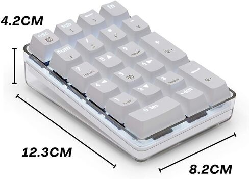 لوحة أرقام سلكية ميكانيكية مكونة من 21 مفتاحًا لأجهزة الكمبيوتر المحمول مع لوحة أرقام USB بإضاءة خلفية LED زرقاء لأجهزة الكمبيوتر المحمول والكمبيوتر المكتبي (مفتاح بني) in Saudi Arabia