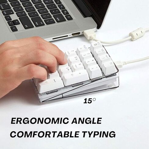 لوحة أرقام سلكية ميكانيكية مكونة من 21 مفتاحًا لأجهزة الكمبيوتر المحمول مع لوحة أرقام USB بإضاءة خلفية LED زرقاء لأجهزة الكمبيوتر المحمول والكمبيوتر المكتبي (مفتاح بني) in Saudi Arabia