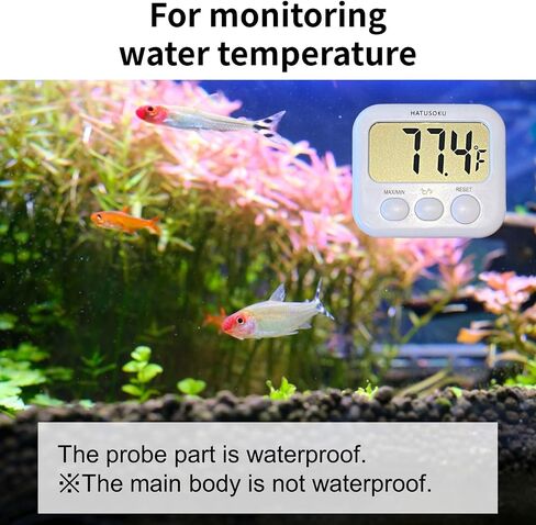 Digital Thermometer with External Sensor, Magnet, Suction Cup, Water Thermometer, Aquarium, Refrigerator, Freezer (Black) in Saudi Arabia