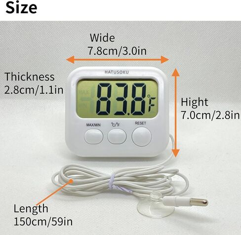 Digital Thermometer with External Sensor, Magnet, Suction Cup, Water Thermometer, Aquarium, Refrigerator, Freezer (Black) in Saudi Arabia