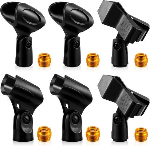 6 عبوات من حامل الميكروفون لحامل الميكروفون وحامل الميكروفون لحامل الميكروفون العالمي القابل للتعديل وحامل الميكروفونات المحمولة مع محول برغي أنثى 5/8 بوصة إلى 3/8 بوصة in Kuwait