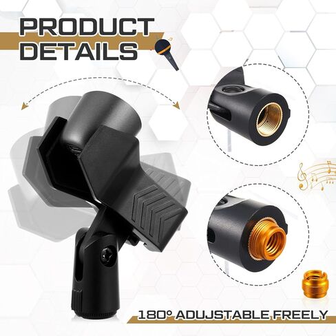 6 عبوات من حامل الميكروفون لحامل الميكروفون وحامل الميكروفون لحامل الميكروفون العالمي القابل للتعديل وحامل الميكروفونات المحمولة مع محول برغي أنثى 5/8 بوصة إلى 3/8 بوصة in Kuwait