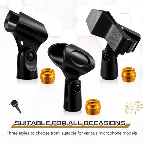 6 عبوات من حامل الميكروفون لحامل الميكروفون وحامل الميكروفون لحامل الميكروفون العالمي القابل للتعديل وحامل الميكروفونات المحمولة مع محول برغي أنثى 5/8 بوصة إلى 3/8 بوصة in Kuwait