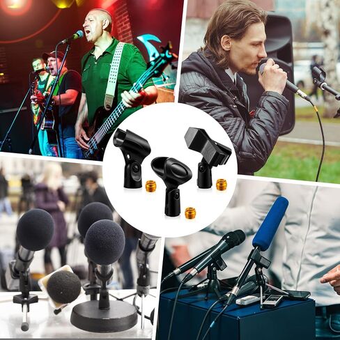 6 عبوات من حامل الميكروفون لحامل الميكروفون وحامل الميكروفون لحامل الميكروفون العالمي القابل للتعديل وحامل الميكروفونات المحمولة مع محول برغي أنثى 5/8 بوصة إلى 3/8 بوصة in Kuwait