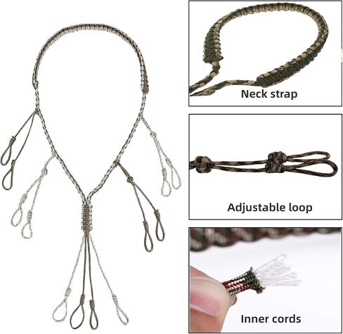 Duck Call Lanyard Duck Hunting Accessories with12 Adjustable Rings,Hand Braided Outdoor Hunting Gear (Fluorescent Green) in Saudi Arabia