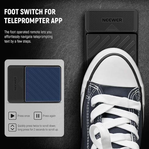 NEEWER Foot Switch for NEEWER Teleprompter App ONLY, Silent Bluetooth Remote Control Foot Pedal Switch with 9.8'/3m USB A to Type C Cable, USB/AAA Battery Powered, RT112 in Saudi Arabia