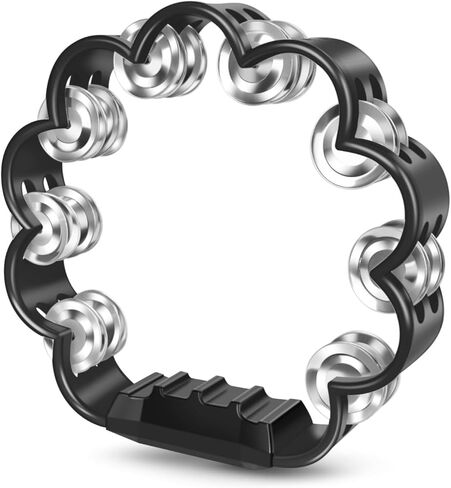 Flexzion Flower Tambourine - 8 Inch Handheld Percussion Instrument w/Metal Jingles & Ergonomic Grip - Small Tambourines for Adults, Kids, Church, Parties, & Musical Events (Black) in Kuwait