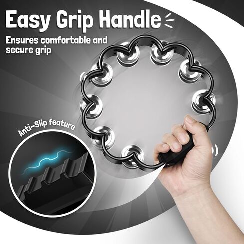 Flexzion Flower Tambourine - 8 Inch Handheld Percussion Instrument w/Metal Jingles & Ergonomic Grip - Small Tambourines for Adults, Kids, Church, Parties, & Musical Events (Black) in Kuwait
