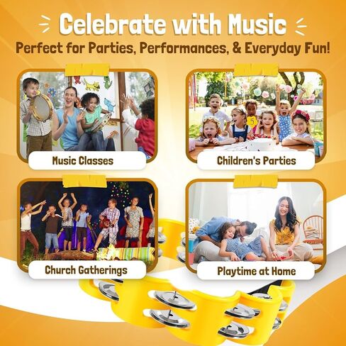 Flexzion Flower Tambourine - 8 Inch Handheld Percussion Instrument w/Metal Jingles & Ergonomic Grip - Small Tambourines for Adults, Kids, Church, Parties, & Musical Events (Black) in Kuwait