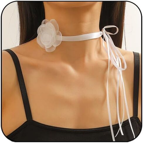 Flower Choker for Women Small Floral Long Wrap Collar Tie Lace choker Necklace Summer Beach Wedding Bride Party Neck Accessories in Saudi Arabia