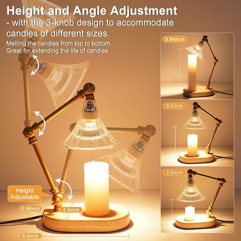 Dual-Mount Flower Candle Warmer Lamp - Wall-Mounted or Table Display, Adjustable Dimmer with Timer, Wood Base Design, Safe Electric Candle Warmer for Scented Any Size Jars, Home Decor and Present in Saudi Arabia