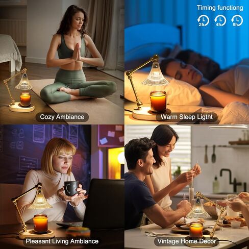 Dual-Mount Flower Candle Warmer Lamp - Wall-Mounted or Table Display, Adjustable Dimmer with Timer, Wood Base Design, Safe Electric Candle Warmer for Scented Any Size Jars, Home Decor and Present in Saudi Arabia