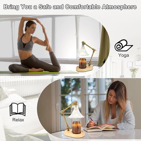 Dual-Mount Flower Candle Warmer Lamp - Wall-Mounted or Table Display, Adjustable Dimmer with Timer, Wood Base Design, Safe Electric Candle Warmer for Scented Any Size Jars, Home Decor and Present in Saudi Arabia